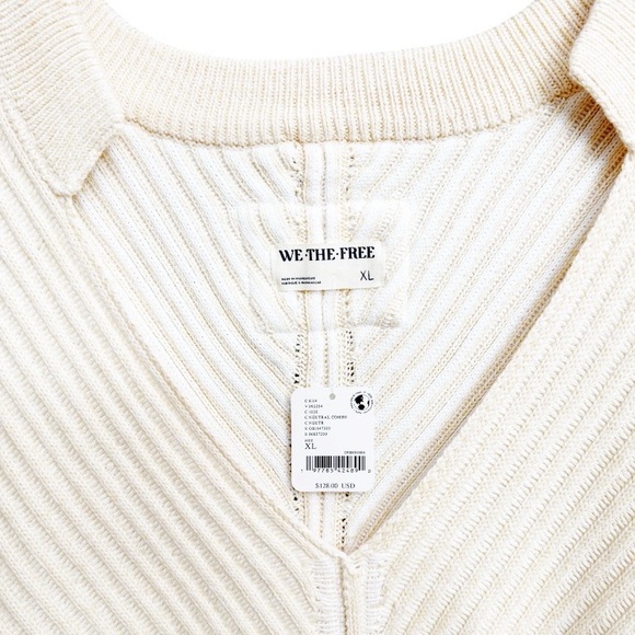 NWT Free People Freeway V-Neck Sweater Neutral - Picture 5 of 7